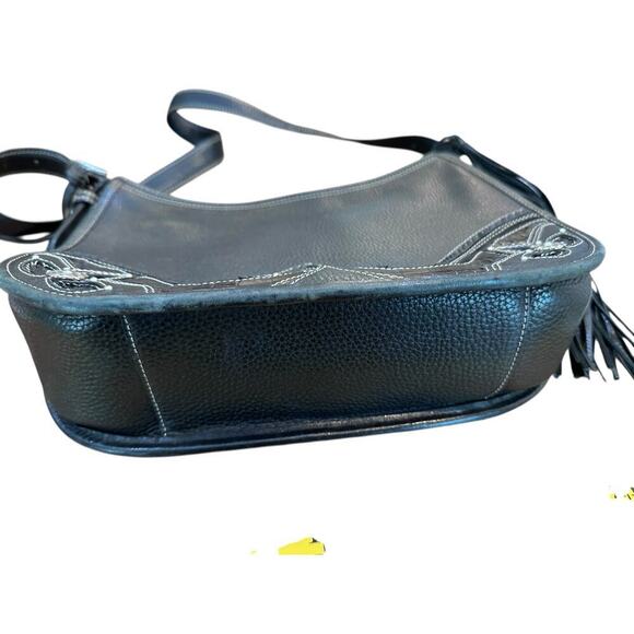 Brighton Women's Black Embroidered Heart Appliqué Shoulder Bags - Picture 4 of 11